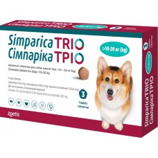 Simparica TRIO 3 таблетки для собак 10 - 20 кг проти бліх,кліщів та гельмінтів Симпарика Тріо Zoetis