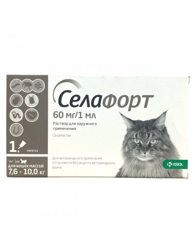 Селафорт для котів 60 мг/1 мл Спот Він від 7.6 до 10 кг, 1 піпетка