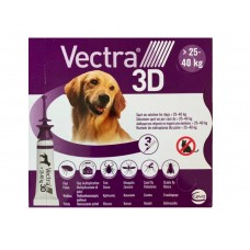 Вектра 3Д Vectra 3D 25-40 кг капли против блох и клещей 3 пипетки для собак Ceva
