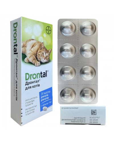 Дронтал (Bayer) для котів 24 таб, (1таб/4кг)