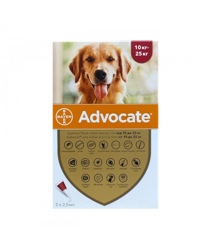 Advocate (Адвокат) краплі  для собак від 10кг  до 25кг