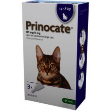 Prinocate  для котів 4-8 кг 3шт проти бліх,кліщів і глистів KRKA