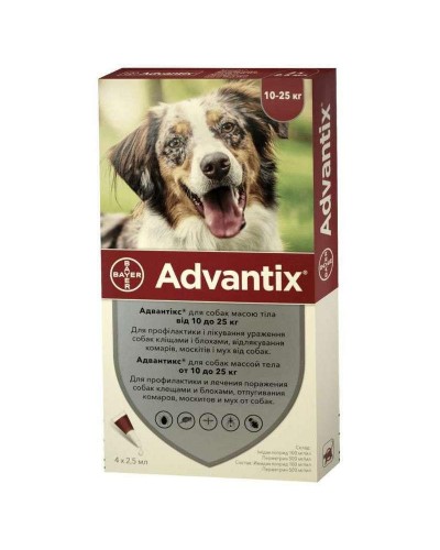 Advantix (Адвантікс) 10-25 кг - Краплі від бліх та кліщів для собак Bayer Німеччина