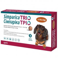 Simparica TRIO 3 таблетки для собак 5 - 10 кг проти бліх,кліщів та гельмінтів Симпарика Тріо Zoetis