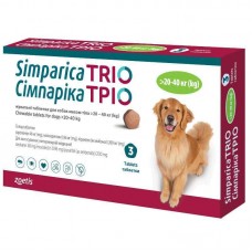 Simparica TRIO 3 таблетки для собак 20 - 40 кг проти бліх,кліщів та гельмінтів Симпарика Тріо Zoetis