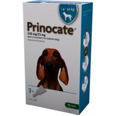 Prinocate  краплі на холку для собак 4-10 кг 3шт проти бліх, кліщів і глистів  100mg/25mg 1ml  KRKA