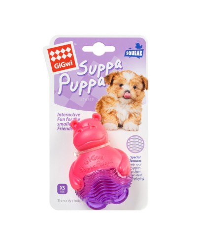 Іграшка для собак Бегемотик з пищалкою, рожевий GiGwi Suppa Puppa, гума, 9 см