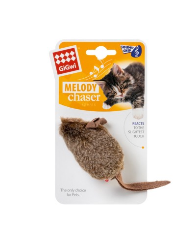 Іграшка для котів Мишка з електронним чіпом GiGwi Melody chaser, штучние хутро, 15 см