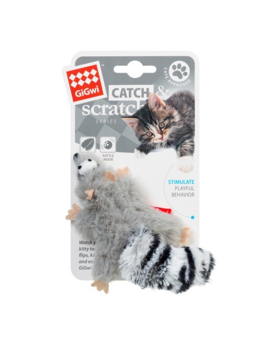Іграшка для котів Єнот з котячої м'ятою GiGwi Catch & scratch штучне хутро, котяча м'ята, 8 см