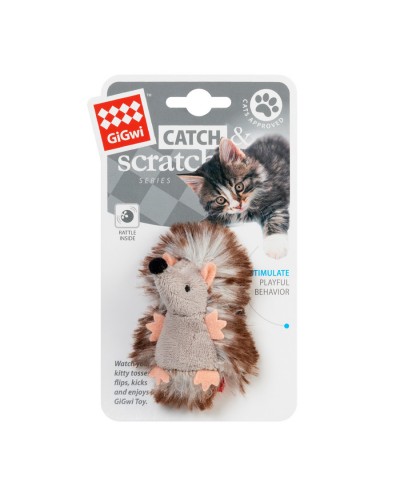 Іграшка для котів Їжачок з брязкальцем GiGwi Catch & scratch плюш, штучне хутро, 7 см