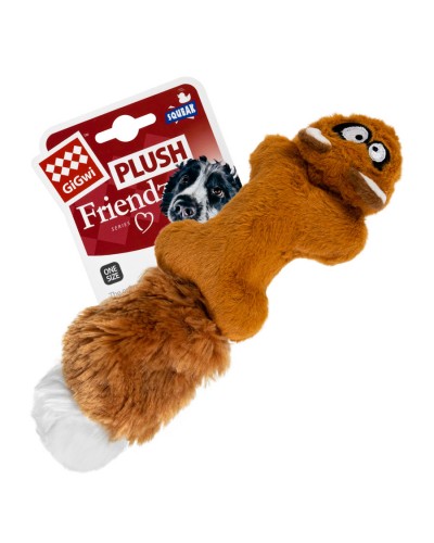 Іграшка для собак Білка з 2-ма пищалками GiGwi Plush, плюш, штучне хутро, гума, 24 см