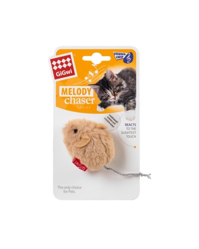 Іграшка для котів Мишка із звуковим чіпом GiGwi Melody chaser, штучне хутро, 13 см