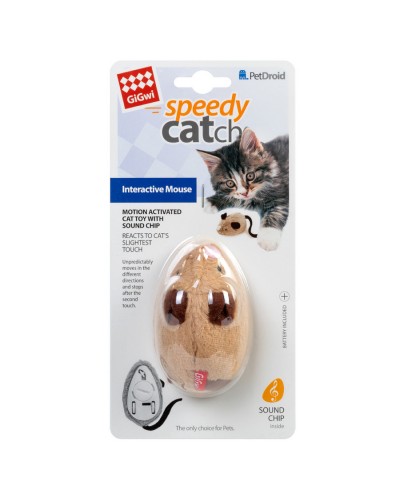 Іграшка для котів Інтерактивна мишка GiGwi speedy Catch штучне хутро, 9 см