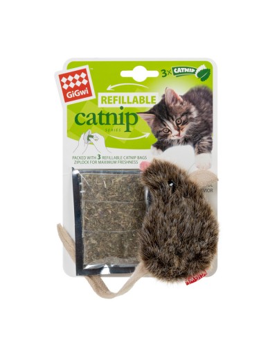 Іграшка для котів Мишка з котячої м'ятою GiGwi Catnip, штучне хутро, котяча м'ята, 10 см