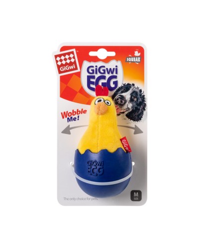Іграшка для собак Курча-неваляшка з пищалки GiGwi Basic, текстиль, гума, 14 см