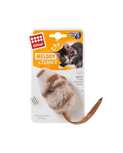 Іграшка для котів Мишка з електронним чіпом GiGwi Melody chaser, штучние хутро, 9 см
