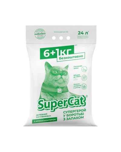 Наповнювач SuperCat з ароматизатором, 6+1кг (зелений)