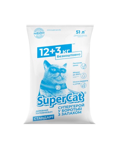 Наповнювач SuperCat стандарт, 12+3кг в економічному пакуванні (синій)