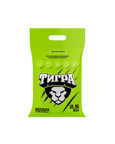 Натуральний бентонітовий наповнювач для котячих туалетів Тигра, 2,5 кг